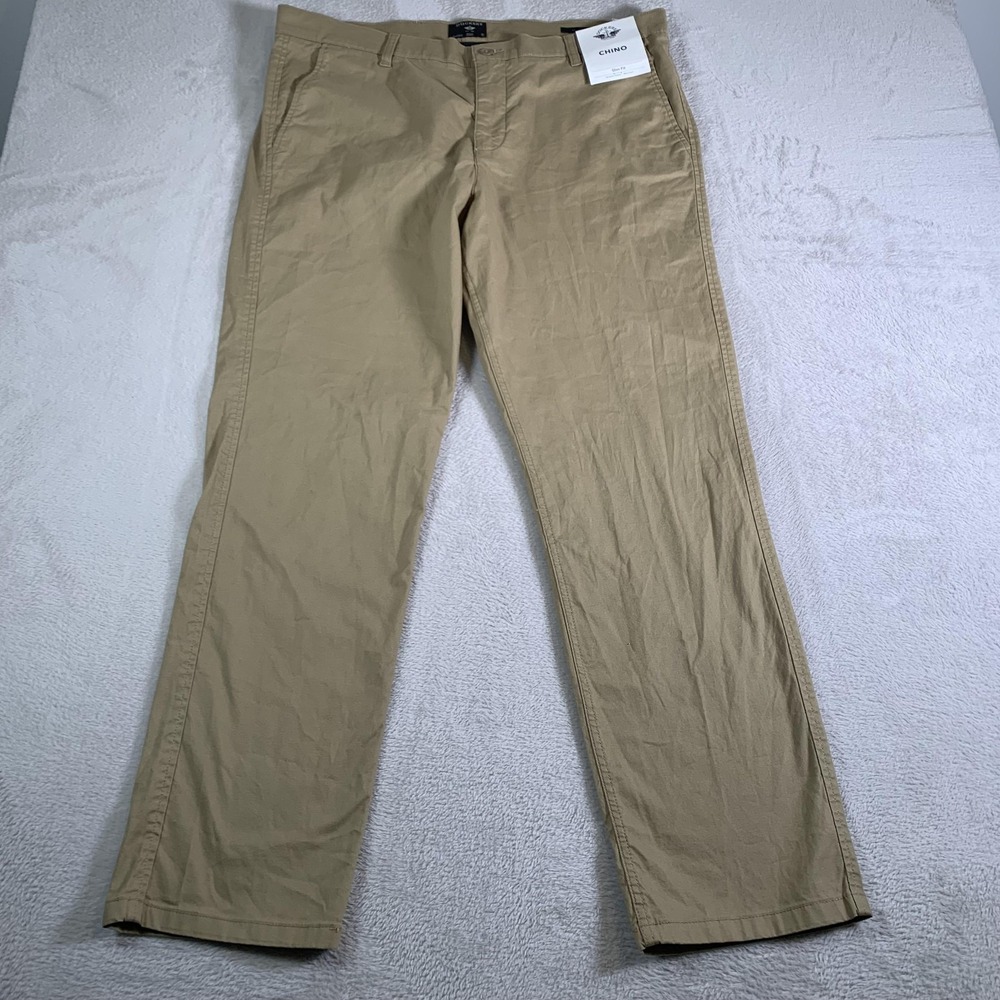Dockers Pants Mens 38x32 (40x32) Khaki‎ Slim Fit Stretch Chino WaterLess NEW